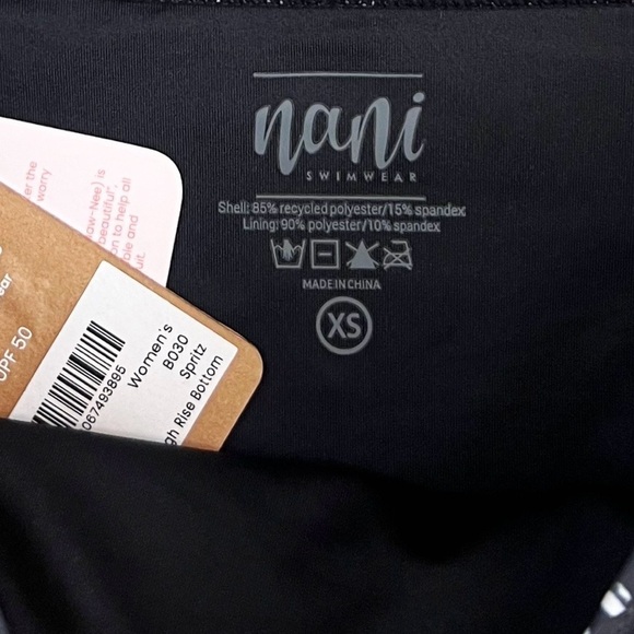 NWT Nani Spritz Polka Dot Ruched High Waisted Bikini Bottoms Black/White - Picture 9 of 9